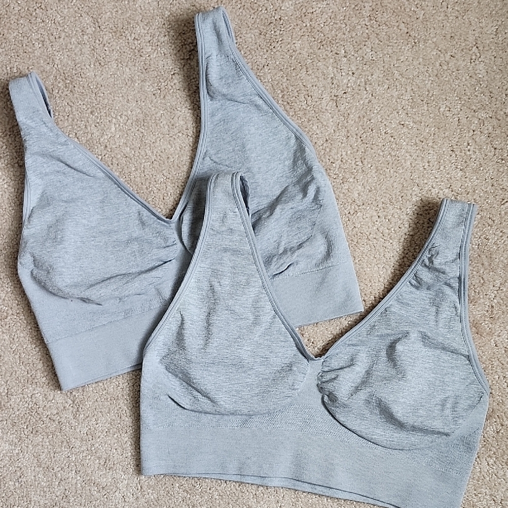 Hanes Light Gray Wireless Seamless Sports Bras - Set of 2